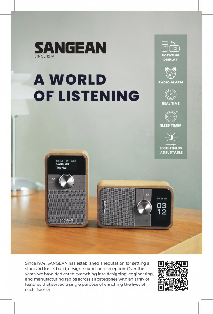 WRTH Advertising featuring SANGEAN digital radios designed for premium listening, DAB radio reception, and home audio entertainment