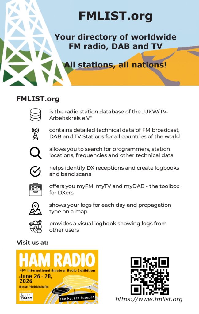 WRTH Advertising featuring FMLIST.org, the worldwide directory for FM radio, DAB, and TV station information